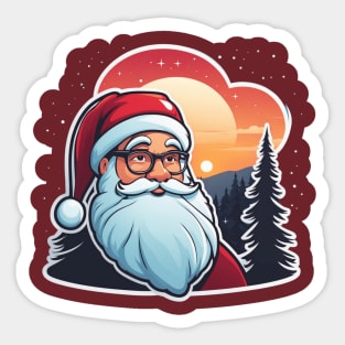 sunset deep with papa noel Sticker